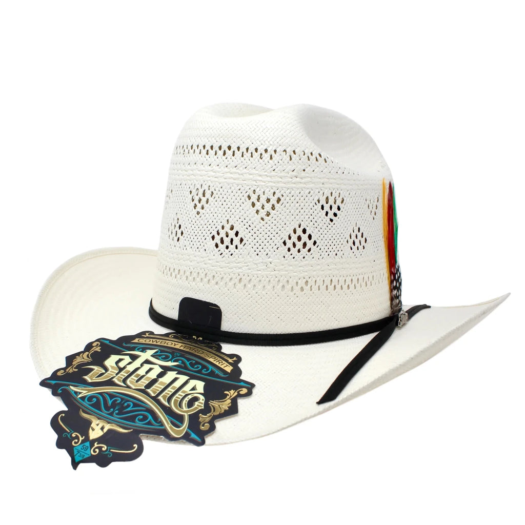Stone 100X El Patron Style Vented Western Cowboy Shantung Straw Hat - OriginalWestern.com