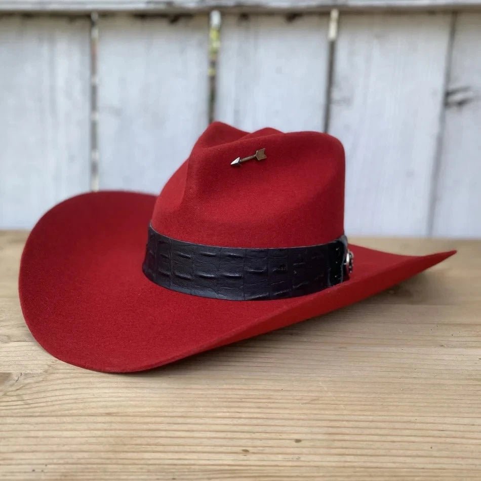 Stone Hats 100X Western Cowboy Felt Hat Tempo Style for Men"s and Women"s-Red - OriginalWestern.com