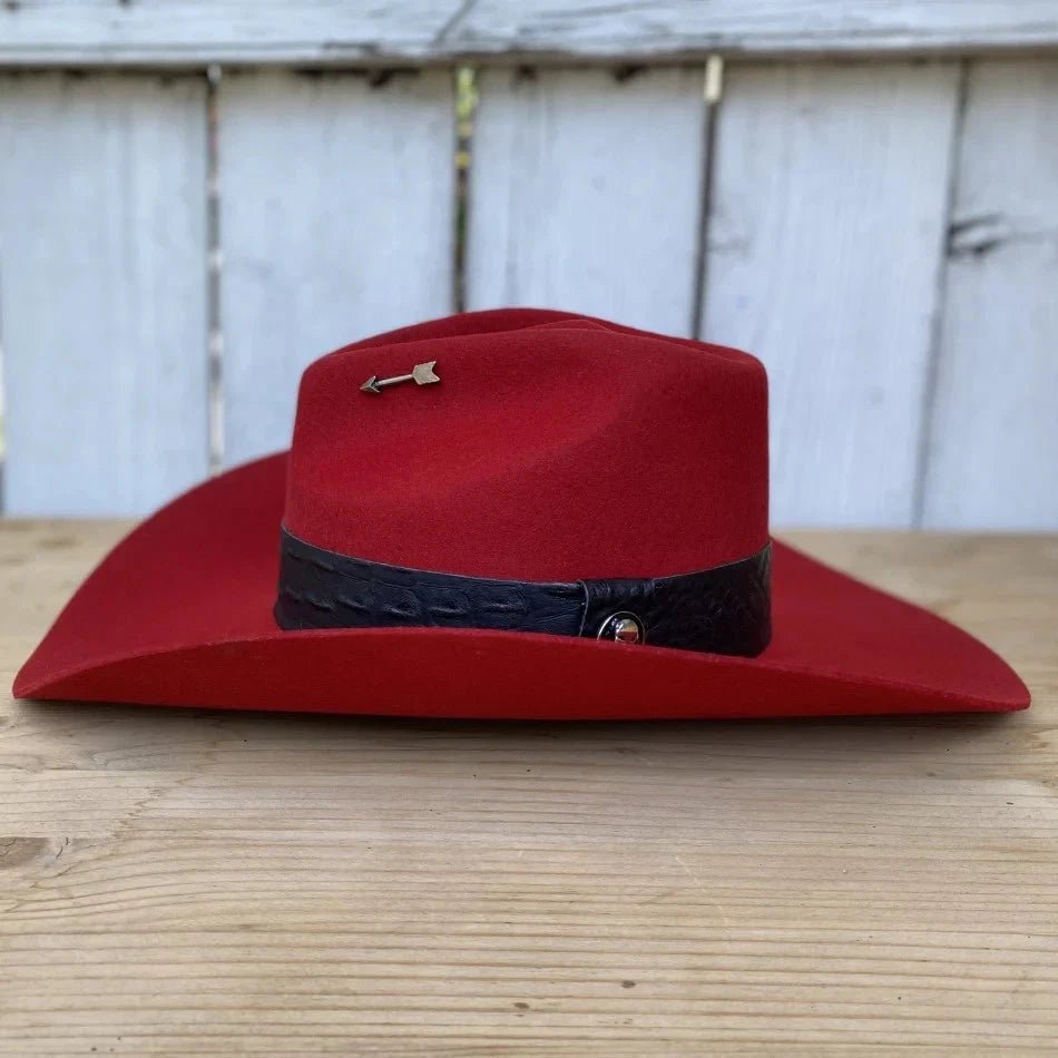 Stone Hats 100X Western Cowboy Felt Hat Tempo Style for Men"s and Women"s-Red - OriginalWestern.com