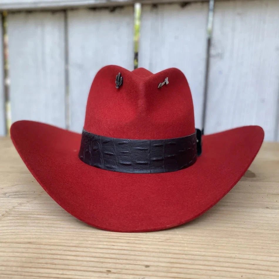 Stone Hats 100X Western Cowboy Felt Hat Tempo Style for Men"s and Women"s-Red - OriginalWestern.com