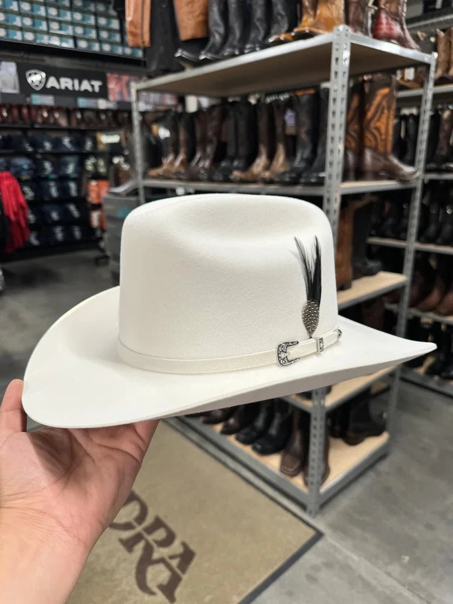 Texana Cuernos Chuecos 30X Sinaloa Style Beaver Felt Western Cowboy Hat - White - OriginalWestern.com