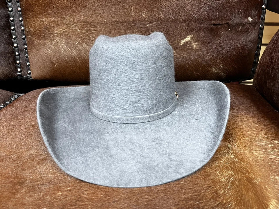 Texana Cuernos Chuecos 30X Vakera Brick Crown Style Rabbit Fur Felt Cowboy Hat - Granite - OriginalWestern.com