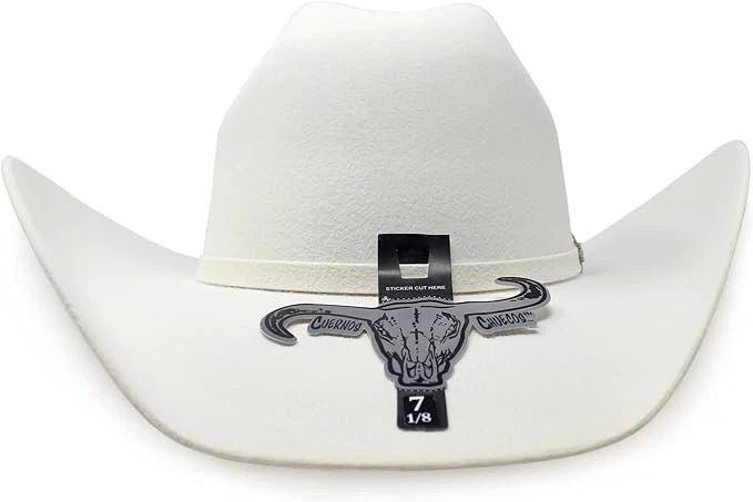 Texana Cuernos Chuecos 6X Oscar Style Western Cowboy Fur Felt Hat - White - OriginalWestern.com