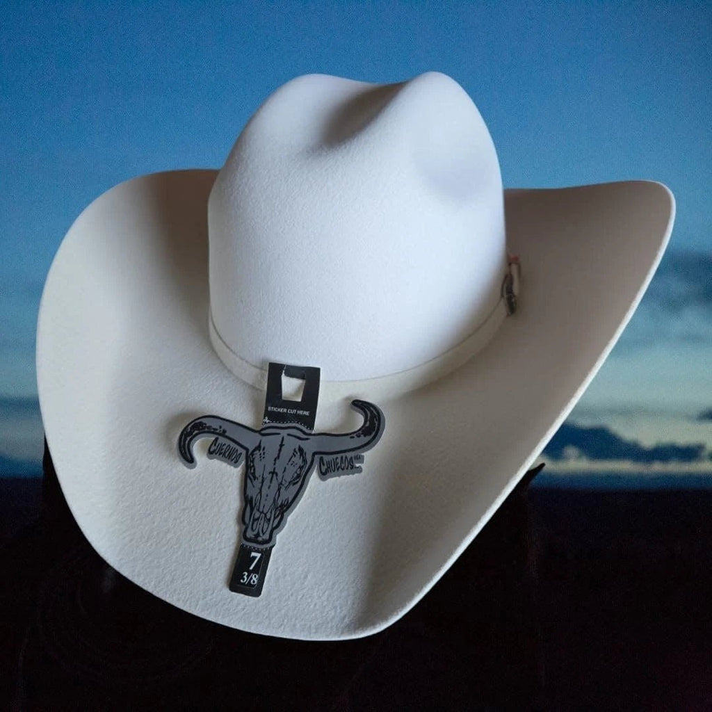 Texana Cuernos Chuecos 6X Oscar Style Western Cowboy Fur Felt Hat - White - OriginalWestern.com