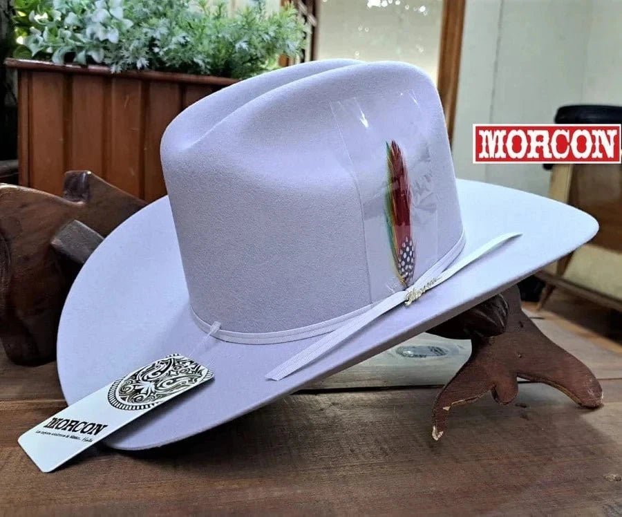 Texana Morcon 20X Sinaloa Style with Feathers Cowboy Felt Hat -Platinum Grey - OriginalWestern.com