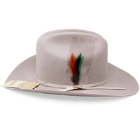 Texana Morcon 20X Sinaloa Style with Feathers Cowboy Felt Hat -Platinum Grey - OriginalWestern.com