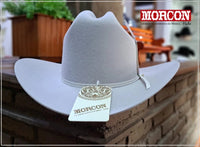 Texana Morcon 20X Sinaloa Style with Feathers Cowboy Felt Hat -Platinum Grey - OriginalWestern.com