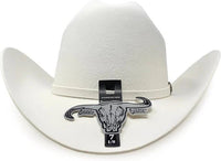 Texana Original Cuernos Chuecos 6X Joan Sebastian Style con Plumas White - OriginalWestern.com
