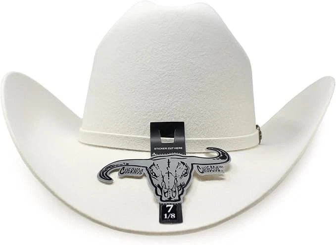 Texana Original Cuernos Chuecos 6X Joan Sebastian Style con Plumas White - OriginalWestern.com