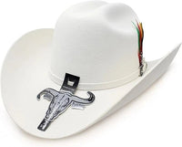 Texana Original Cuernos Chuecos 6X Joan Sebastian Style con Plumas White - OriginalWestern.com