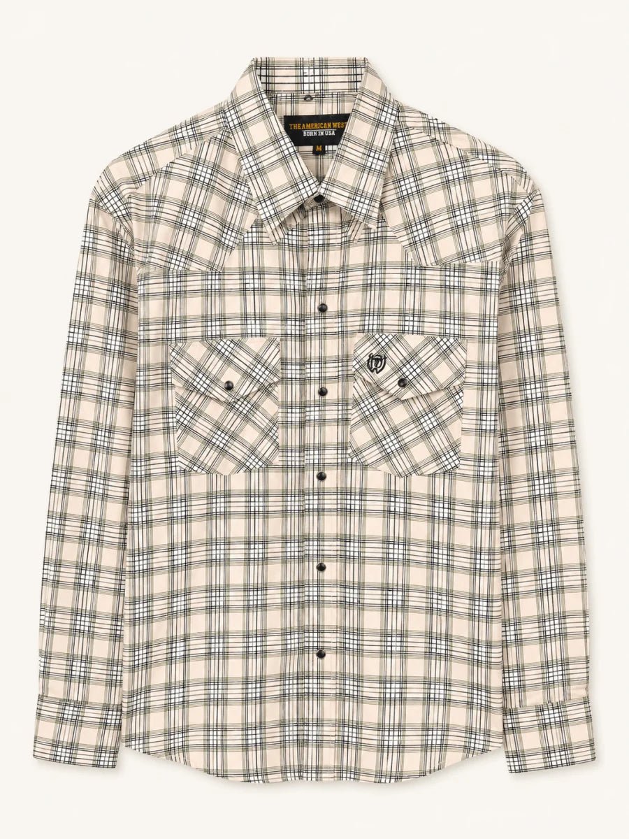 The American West - Short-Sleeve Plaid Western Shirt - Beige - OriginalWestern.com