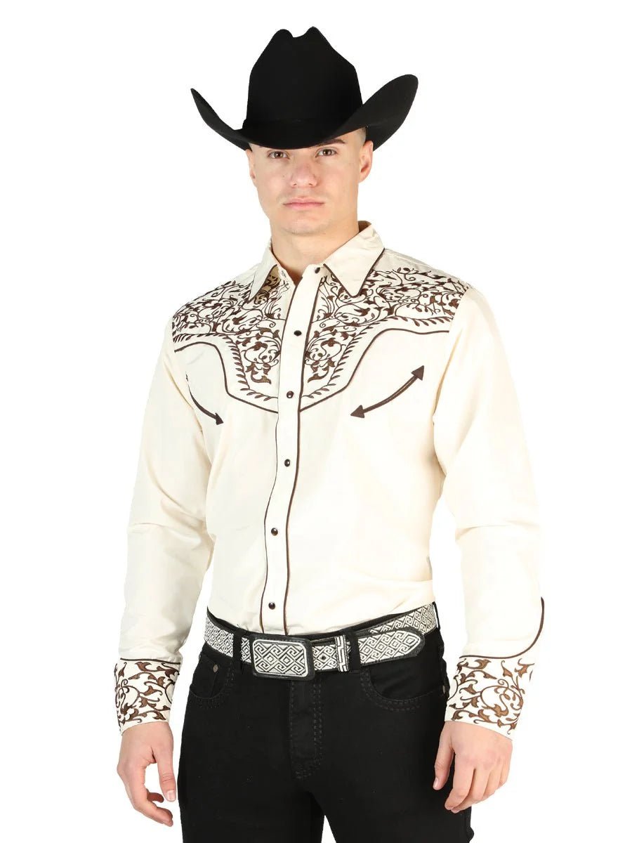 The General Embroidery Western Shirt Beige/Black 44196 - OriginalWestern.com