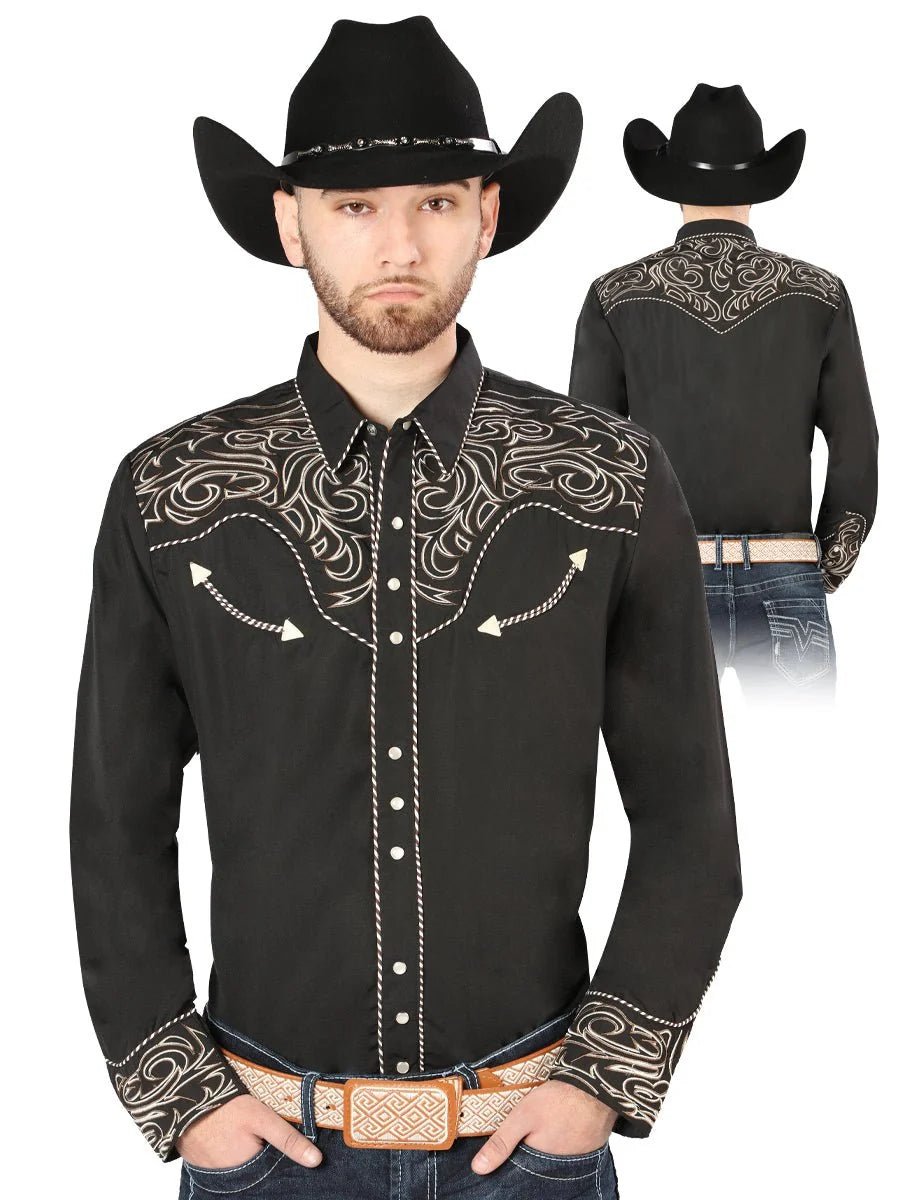 The General Embroidery Western Shirt Black/Gold 44198 - OriginalWestern.com