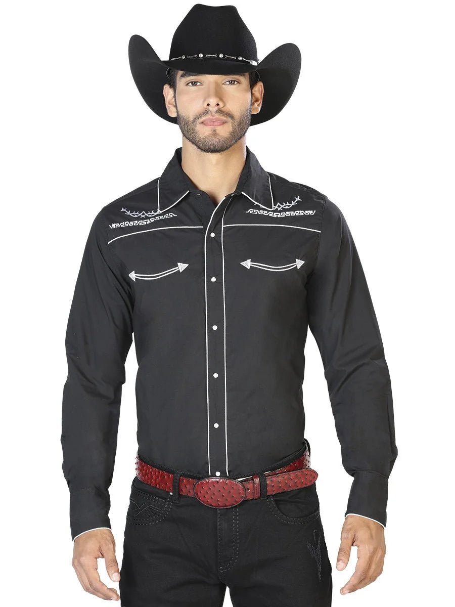 The General Embroidery Western Shirt Black/White 42949 - OriginalWestern.com