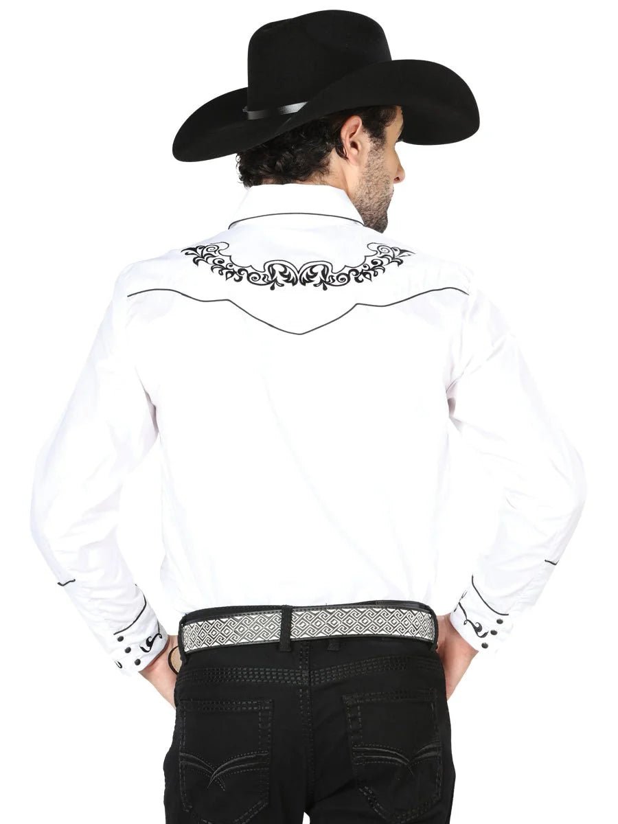 The General Embroidery Western Shirt White/Black 40988 - OriginalWestern.com