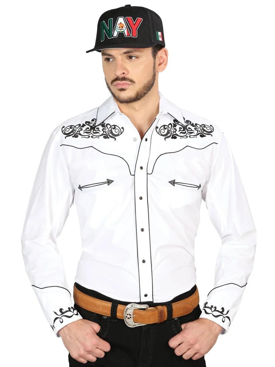 The General Embroidery Western Shirt White/Black 40988 - OriginalWestern.com