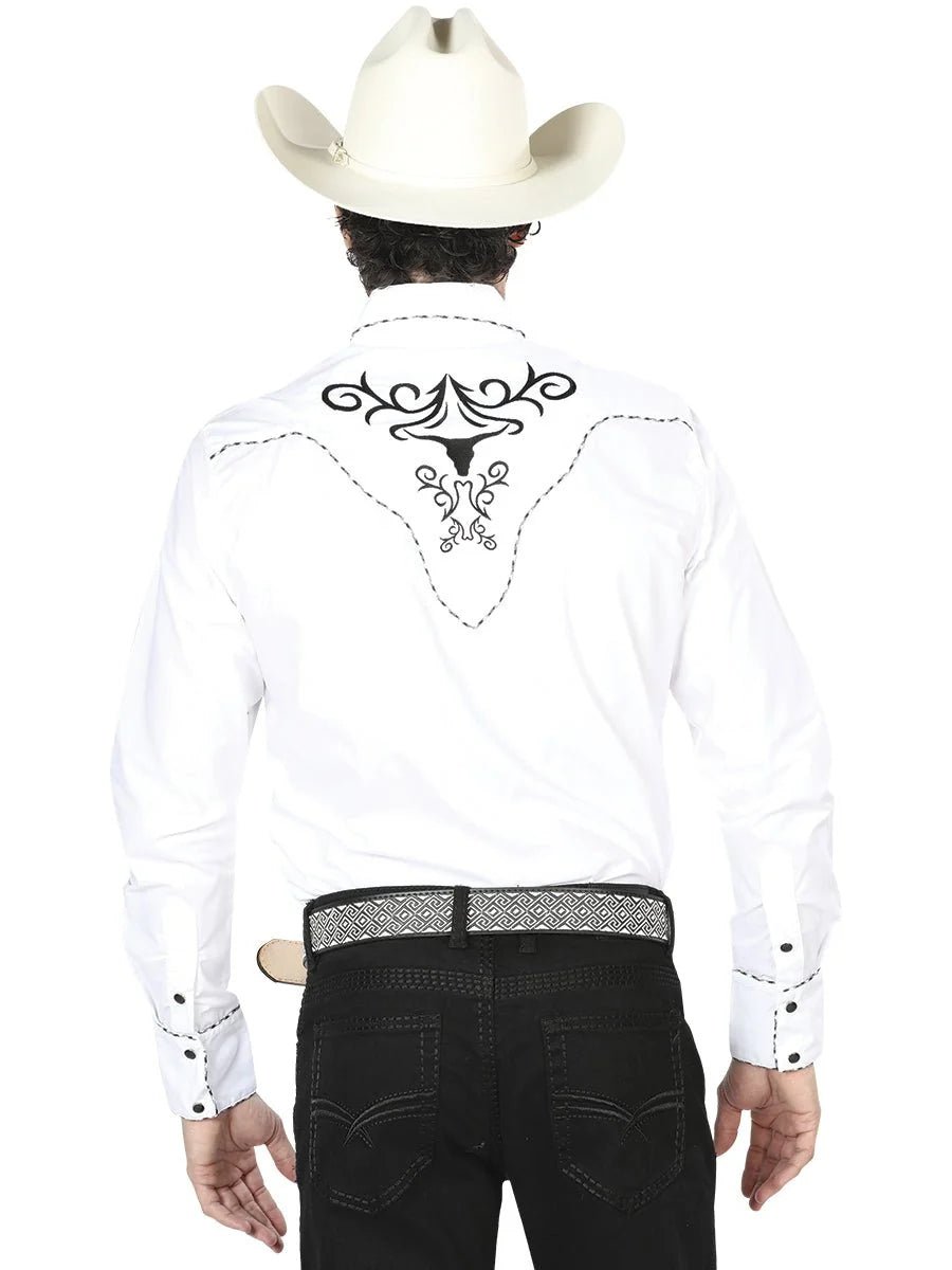 The General Embroidery Western Shirt White/Black 41004 - OriginalWestern.com