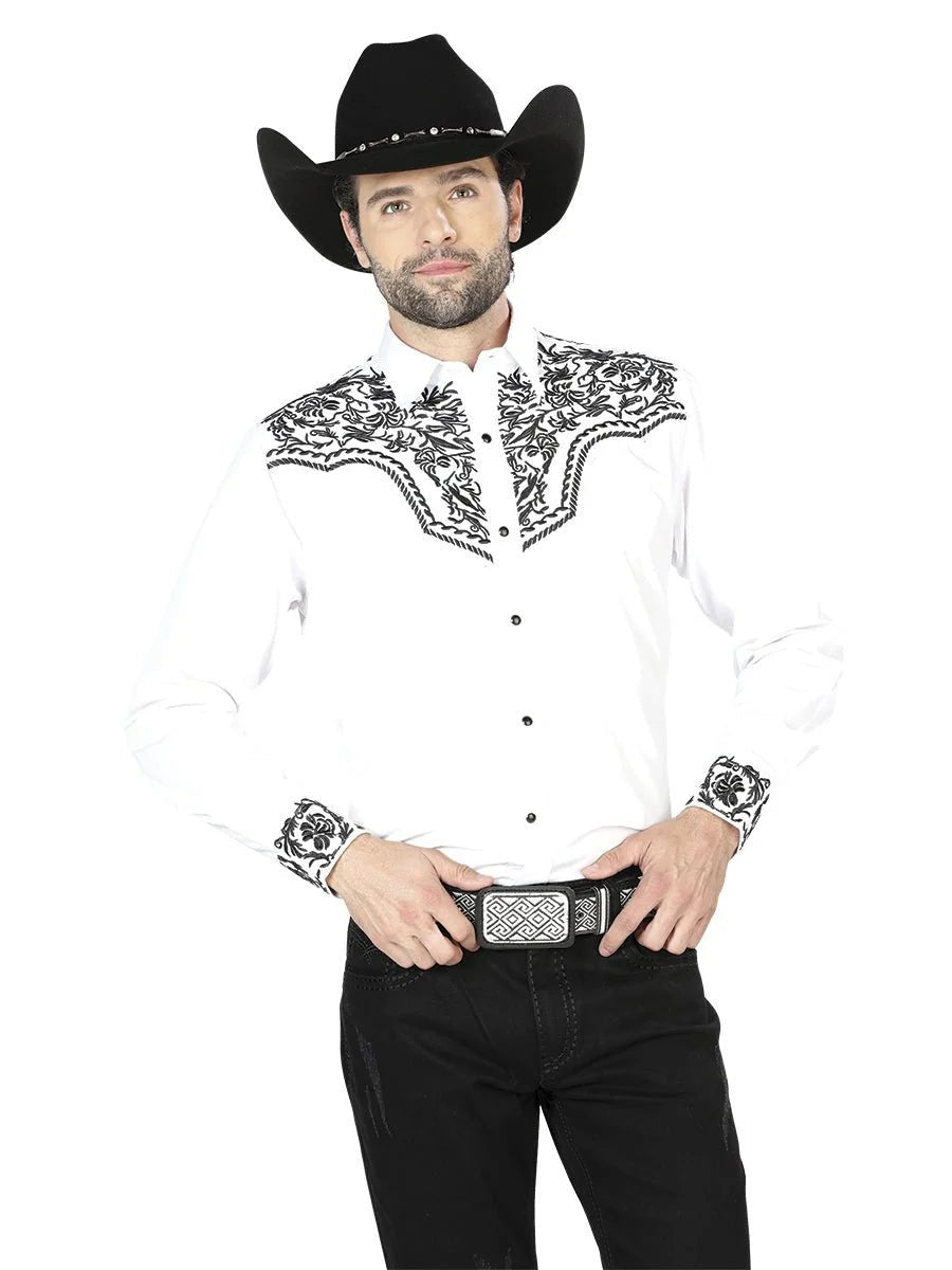 The General Embroidery Western Shirt White/Black 43304 - OriginalWestern.com