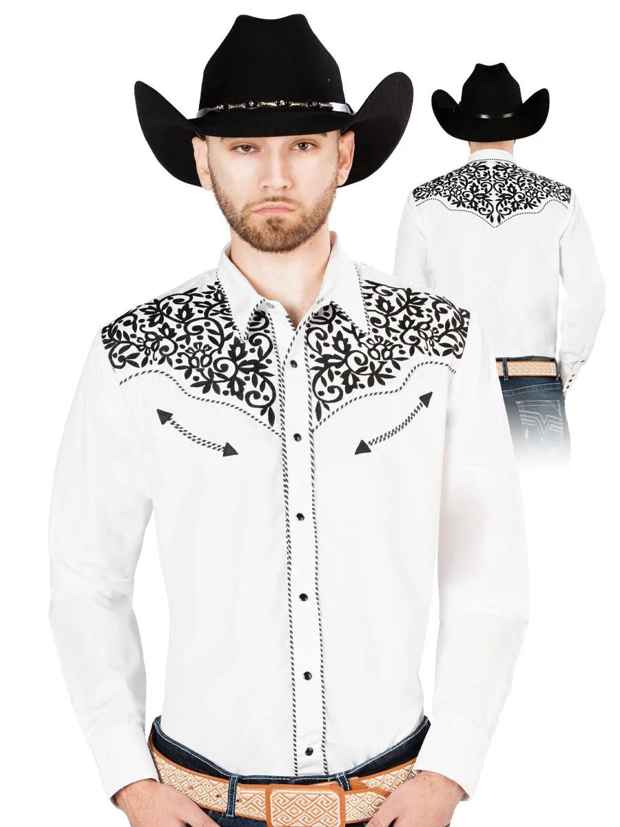 The General Embroidery Western Shirt - White/Black 44194 - OriginalWestern.com