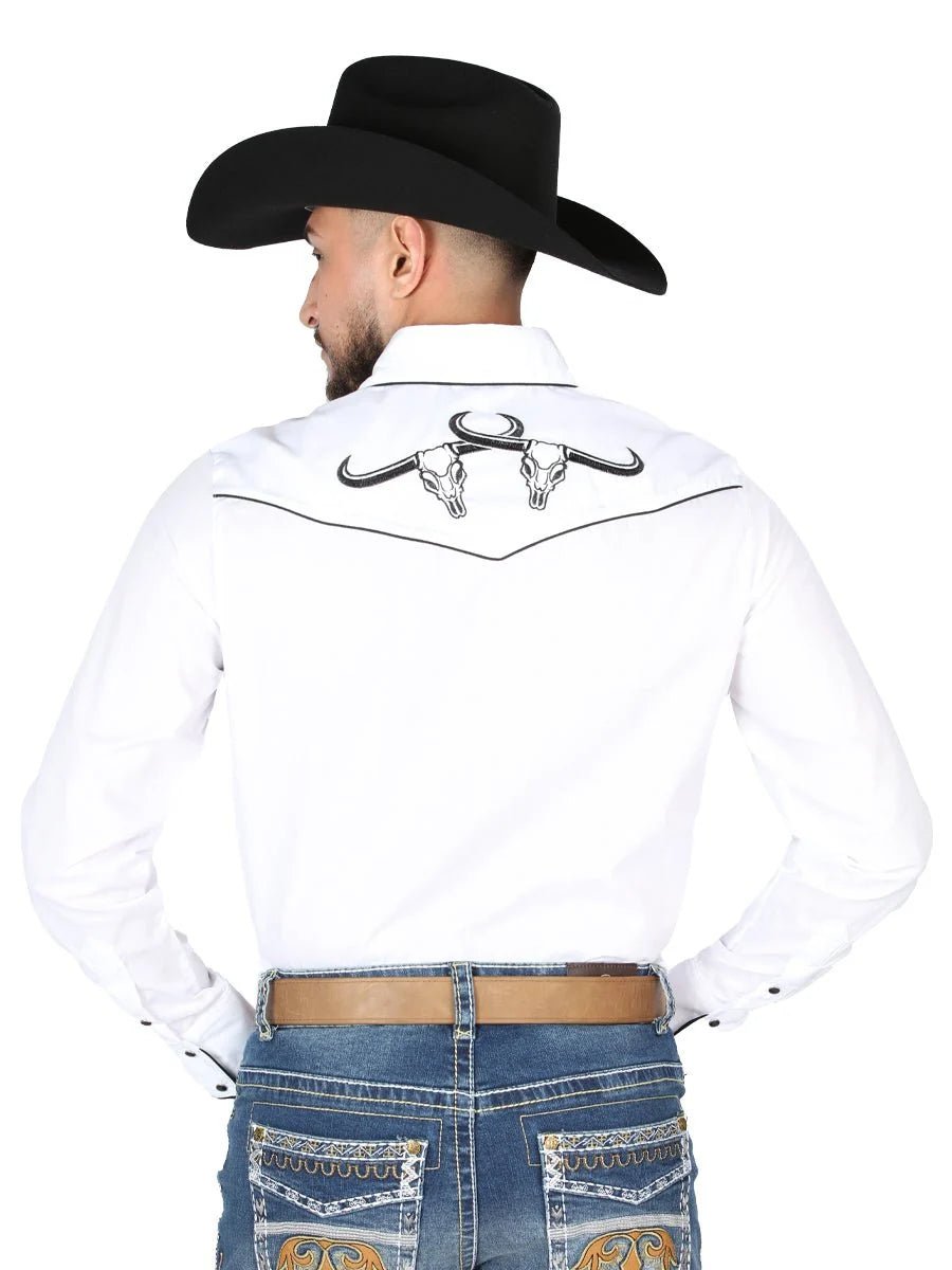 The General Embroidery Western Shirt White/Black 44302 - OriginalWestern.com