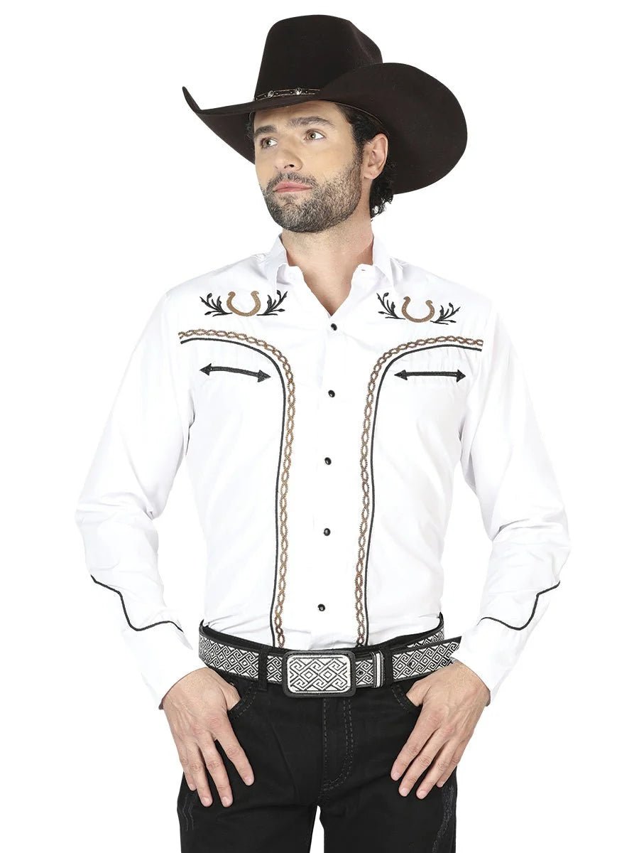 The General Embroidery Western Shirt White/Gold 43296 - OriginalWestern.com