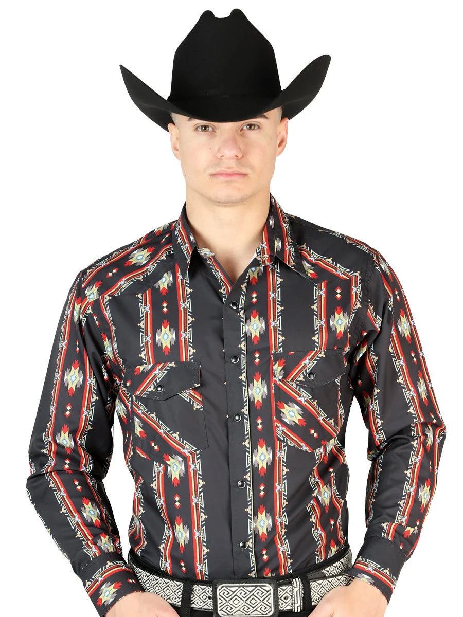 The General - Long Sleeve Cowboy Shirt- Black 44210 - OriginalWestern.com