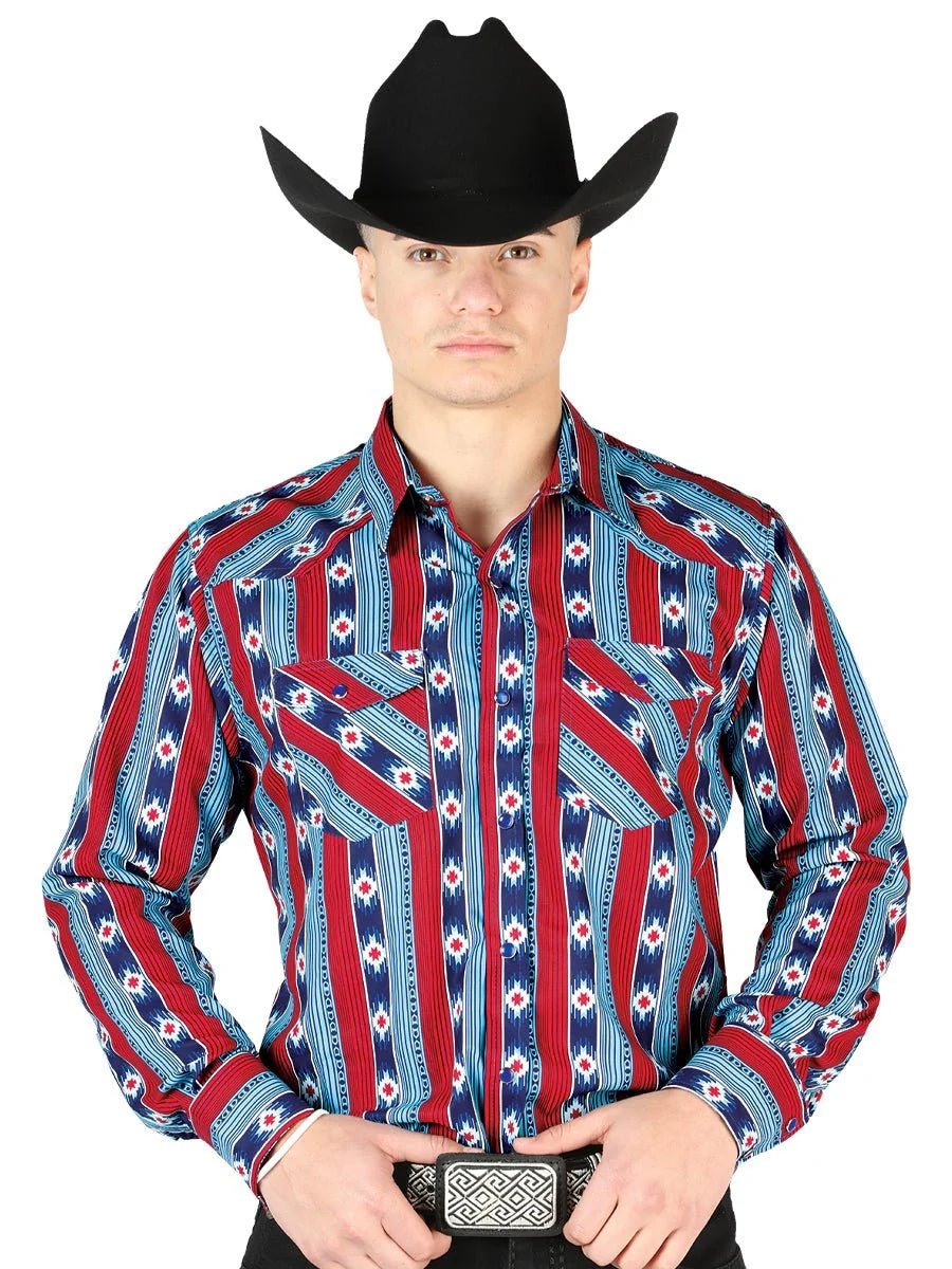 The General - Long Sleeve Cowboy Shirt - Blue 44212 - OriginalWestern.com