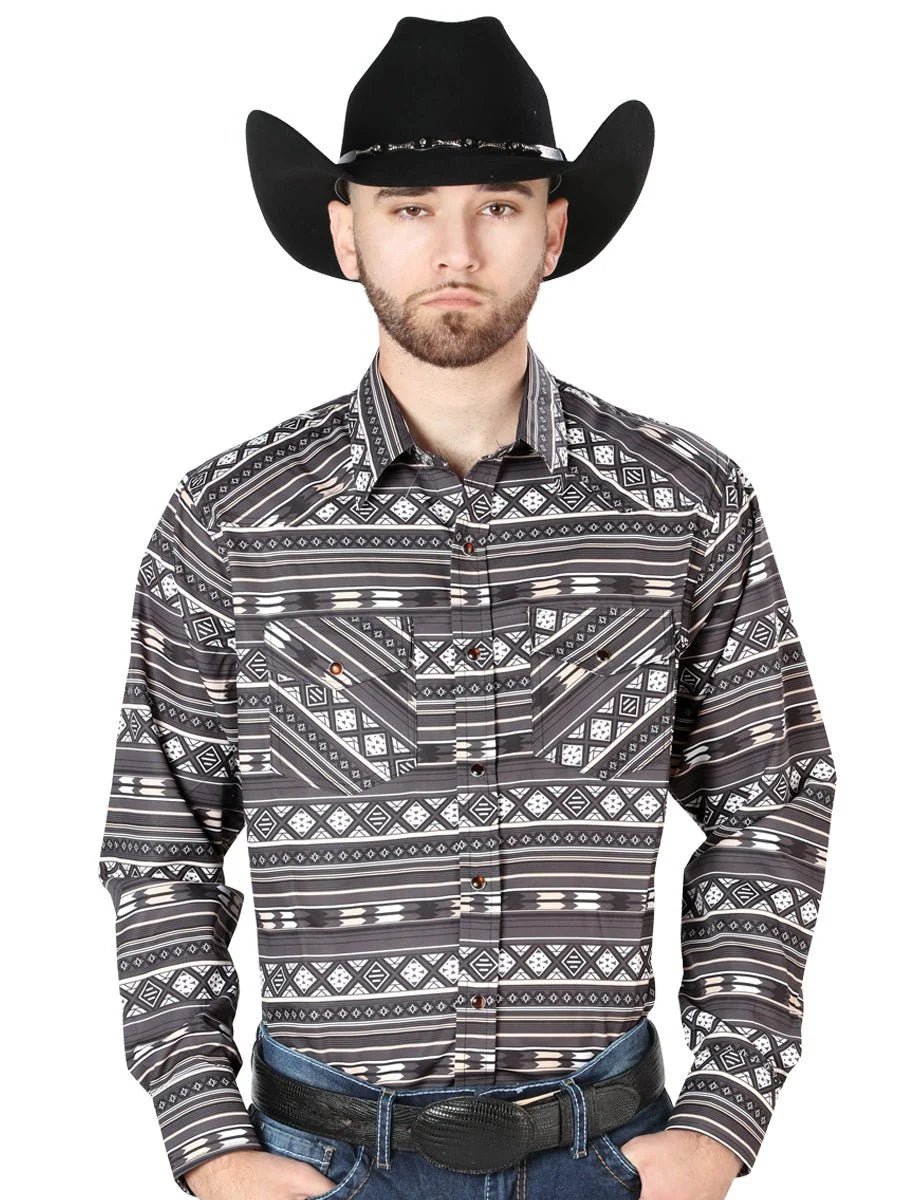 The General - Long Sleeve Cowboy Shirt - Brown 44217 - OriginalWestern.com