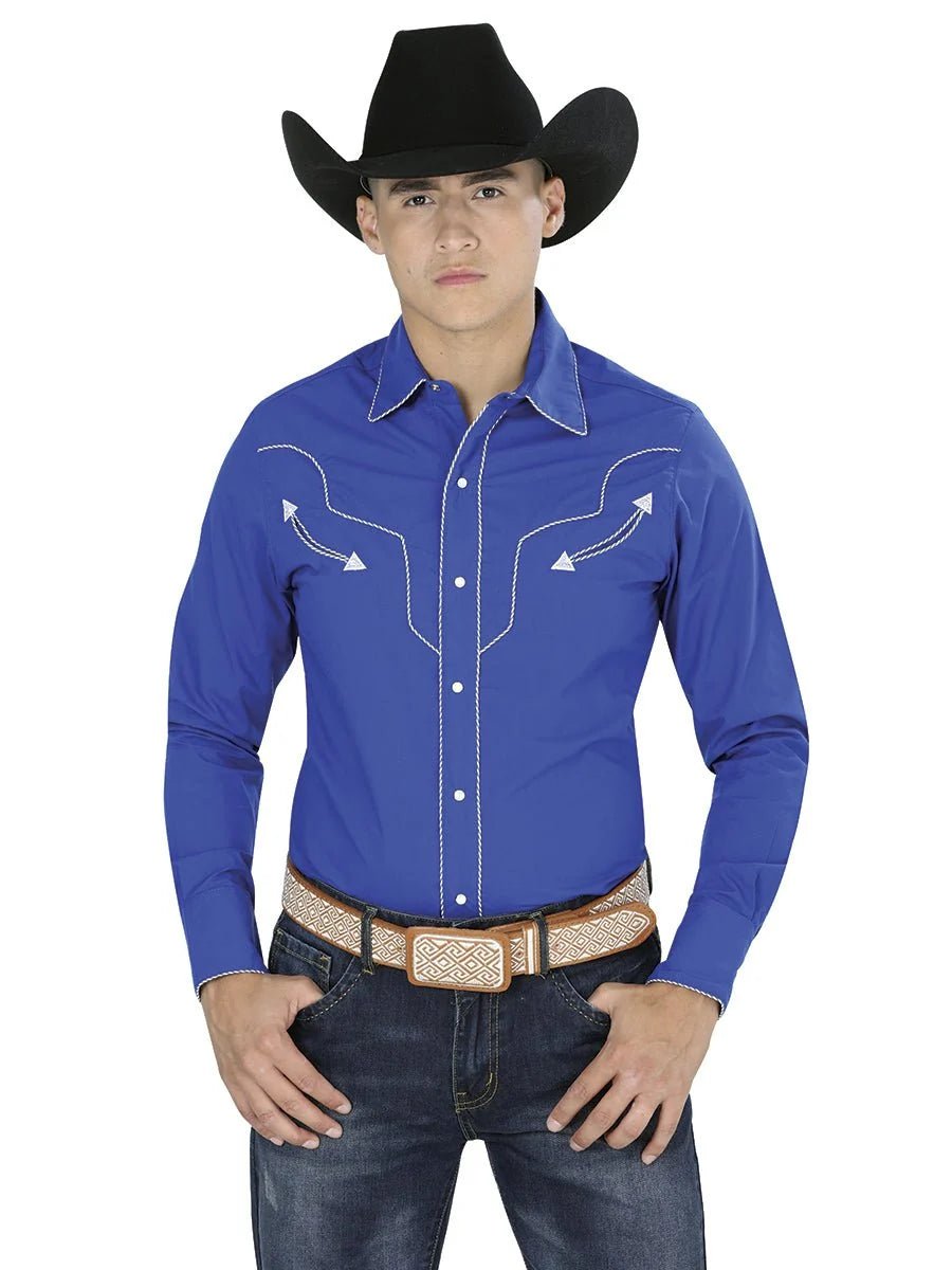 The General - Western Long Sleeve Shirt - Navy Blue 123918 - OriginalWestern.com