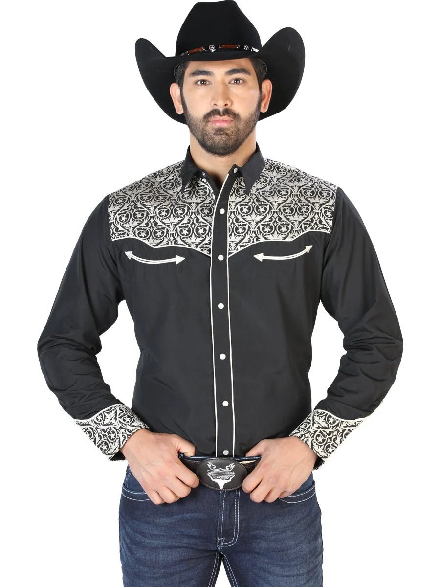 The Lord of the Skies Embroidery Shirt Black/Beige 126704 - OriginalWestern.com