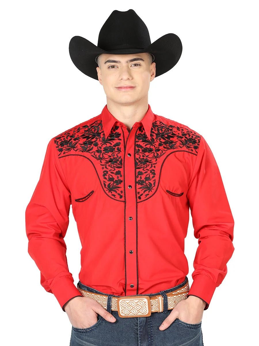 The Lord of the Skies Embroidery Shirt Red/Black 43298 - OriginalWestern.com