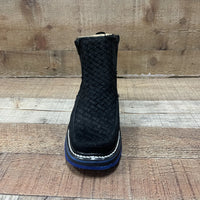 Men's Work Red/Blue Sole Zipper Handwoven Genuine Leather Oil/Water Resistant Est 334/444 Blue