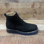 Men's Work Red/Blue Sole Zipper Handwoven Genuine Leather Oil/Water Resistant Est 334/444 Blue