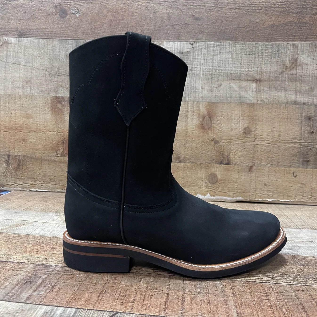 Men's Ruper Style Genuine Leather Round Soft Toe Work Boots Est. 303 Black