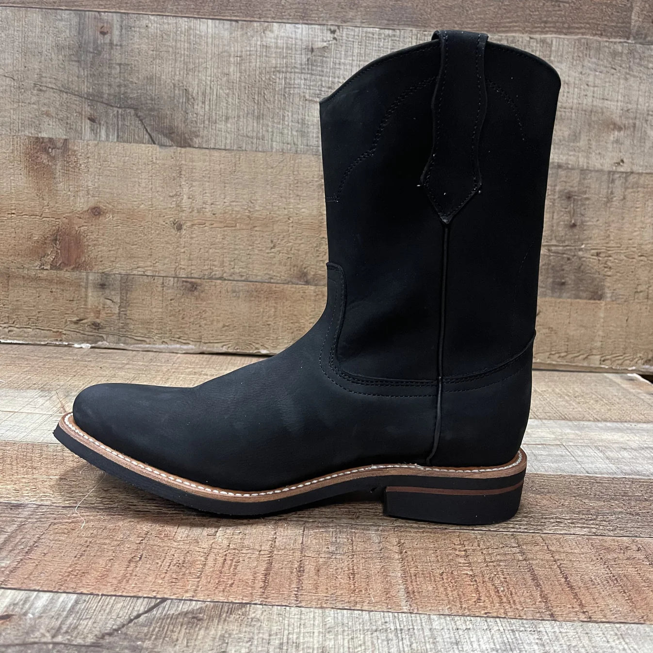 Men's Ruper Style Genuine Leather Round Soft Toe Work Boots Est. 303 Black