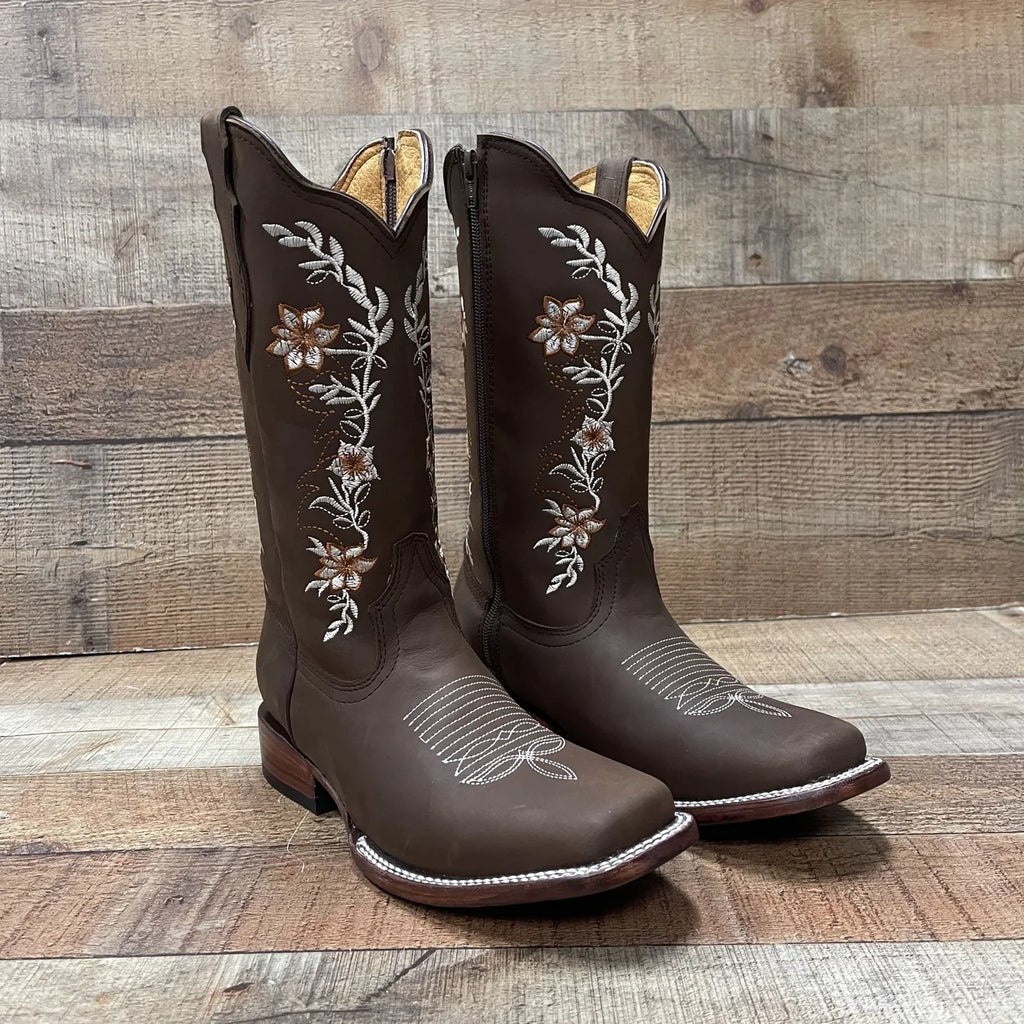 Women's Genuine Leather Cowgirl Boots Crazy Est. 252 Brown