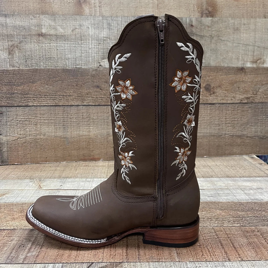 Women's Genuine Leather Cowgirl Boots Crazy Est. 252 Brown