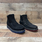 Men's Work Red/Blue Sole Zipper Handwoven Genuine Leather Oil/Water Resistant Est 334/444 Blue