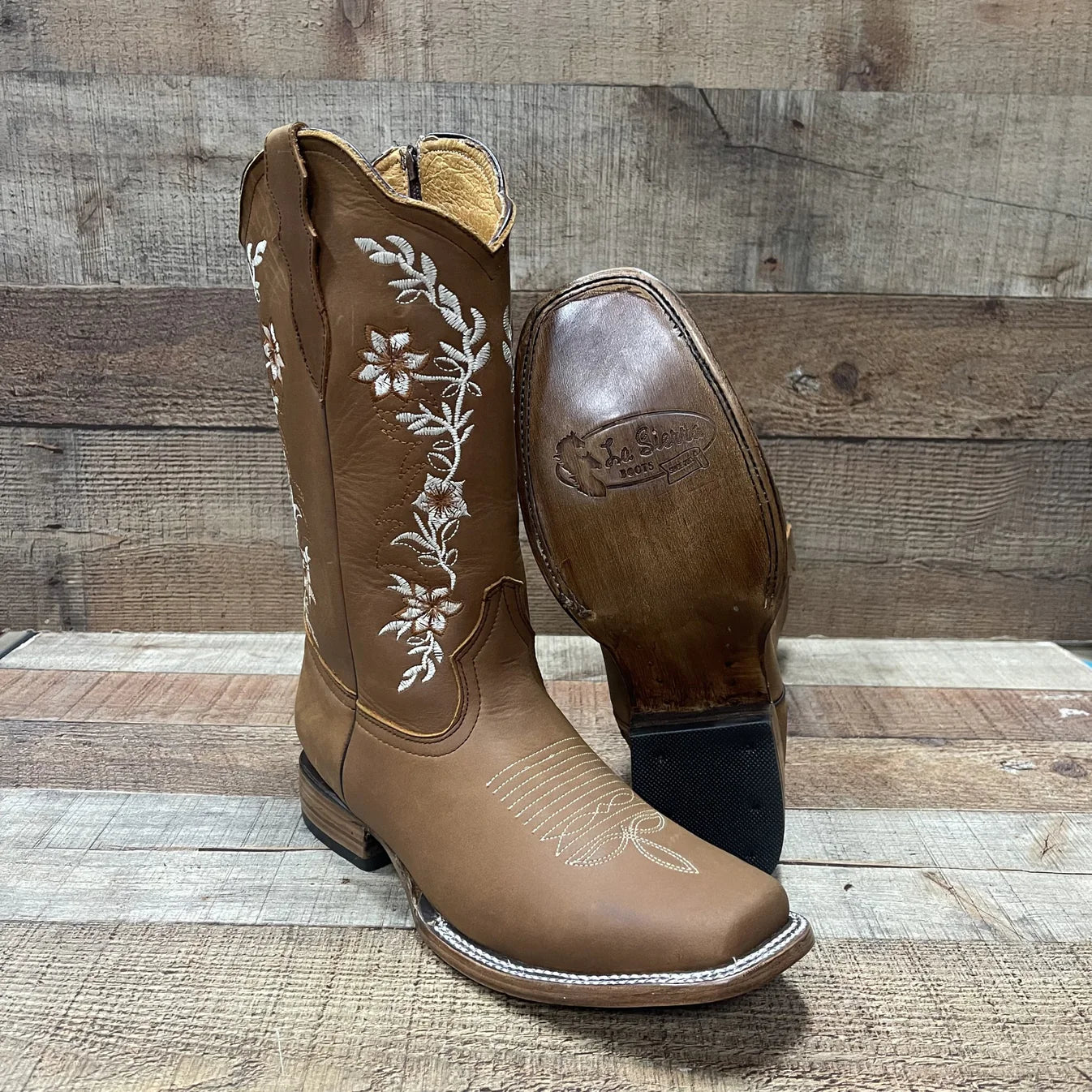 Women's Genuine Leather Cowgirl Boots Crazy Est. 252 Tan