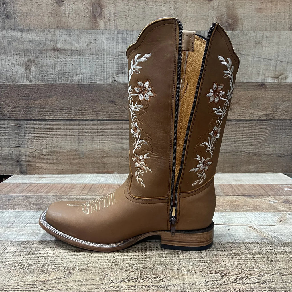 Women's Genuine Leather Cowgirl Boots Crazy Est. 252 Tan