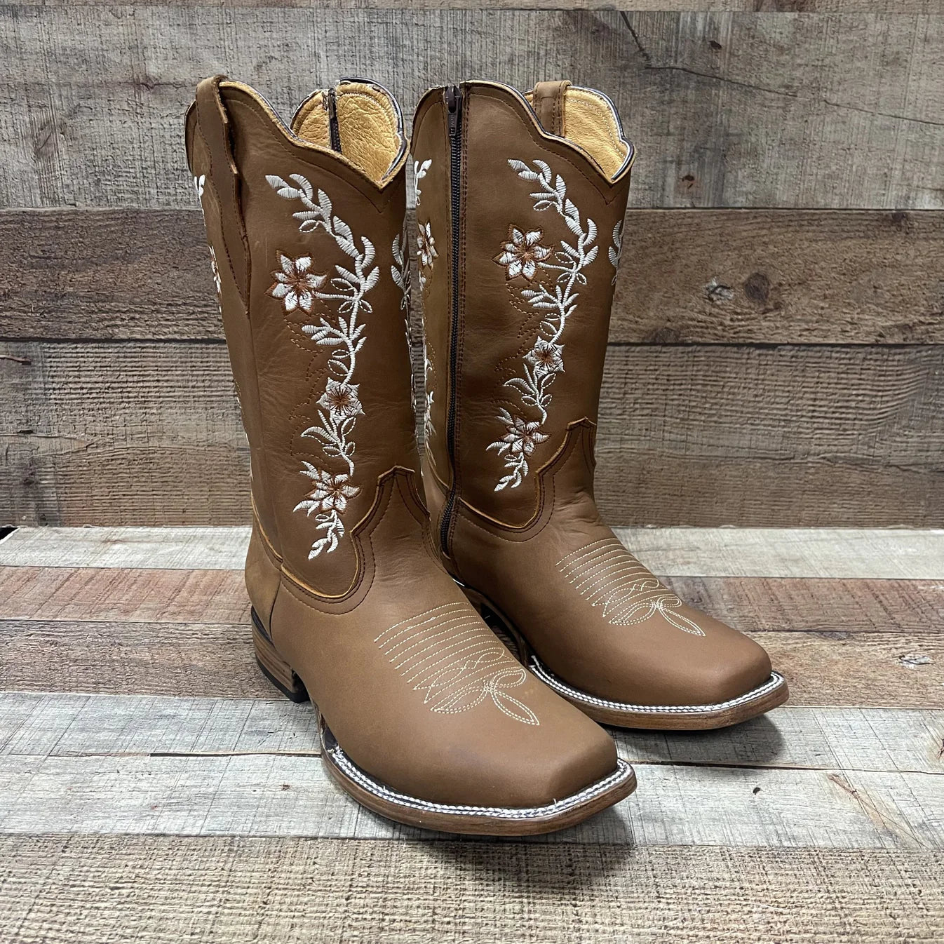 Women's Genuine Leather Cowgirl Boots Crazy Est. 252 Tan