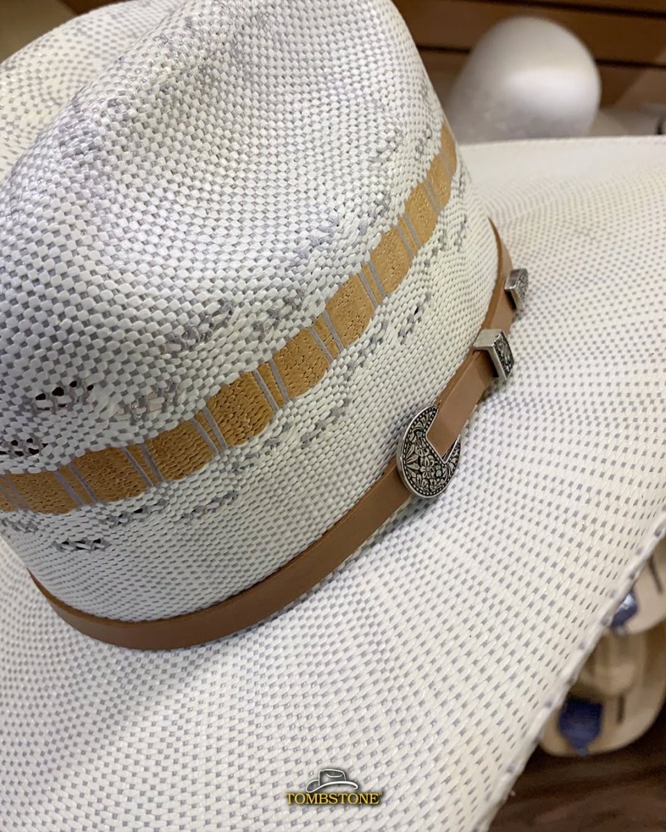 Tombstone 10X East West Tricolor Style Bangora Western Cowboy Straw Hat - OriginalWestern.com