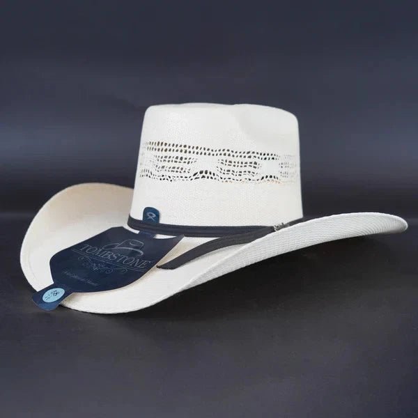 Tombstone 10X Long Horn Style Brick Crown Western Cowboy Straw Hat - OriginalWestern.com