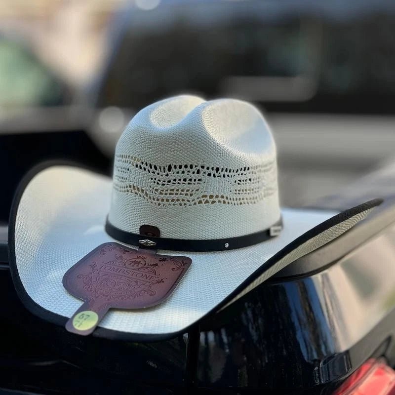 Tombstone 10X Maverick Rivete Style Bangora Western Cowboy Straw Hat - OriginalWestern.com