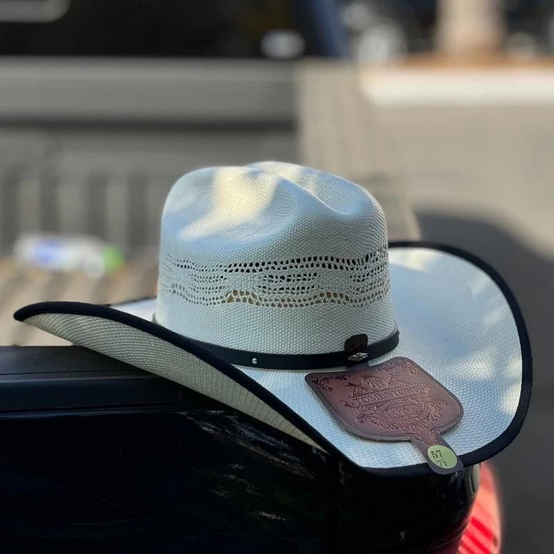 Tombstone 10X Maverick Rivete Style Bangora Western Cowboy Straw Hat - OriginalWestern.com