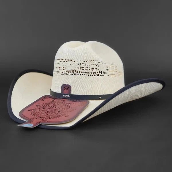 Tombstone 10X Maverick Rivete Style Bangora Western Cowboy Straw Hat - OriginalWestern.com