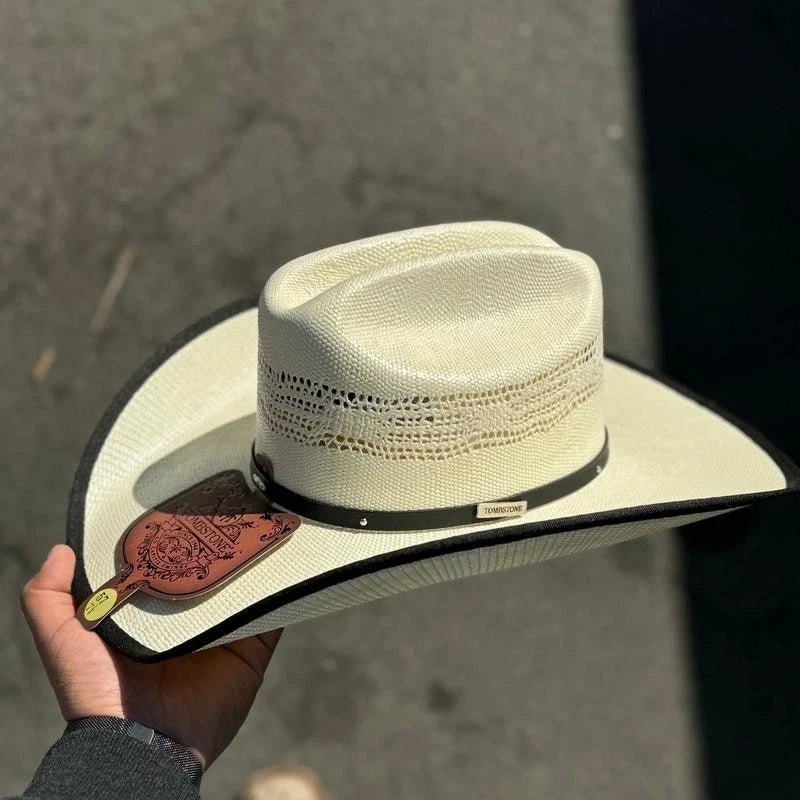Tombstone 10X Maverick Rivete Style Bangora Western Cowboy Straw Hat - OriginalWestern.com