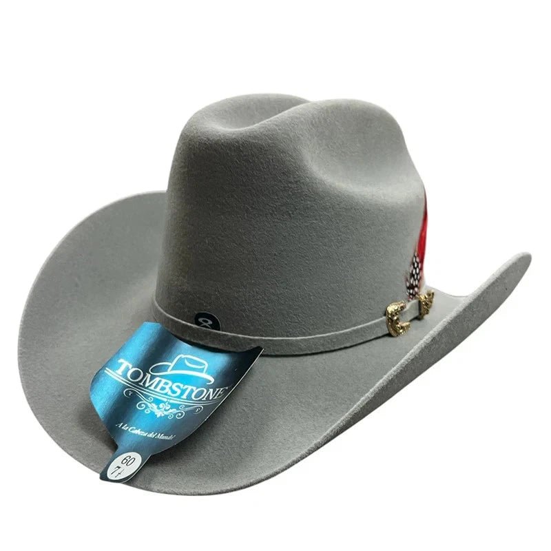 Tombstone 20X Los Dos Carnales Patron Style Western Cowboy Fur Felt Hat - Gray - OriginalWestern.com