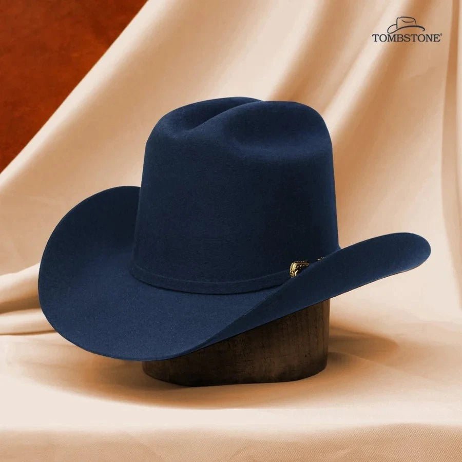 Tombstone 20X Los Dos Carnales Patron Style Western Cowboy Fur Felt Hat - Navy Blue - OriginalWestern.com