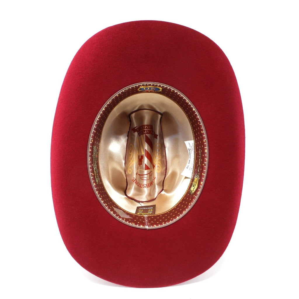 Tombstone 20X Los Dos Carnales Viejon Style Western Cowboy Fur Felt Hat - Burgundy - OriginalWestern.com